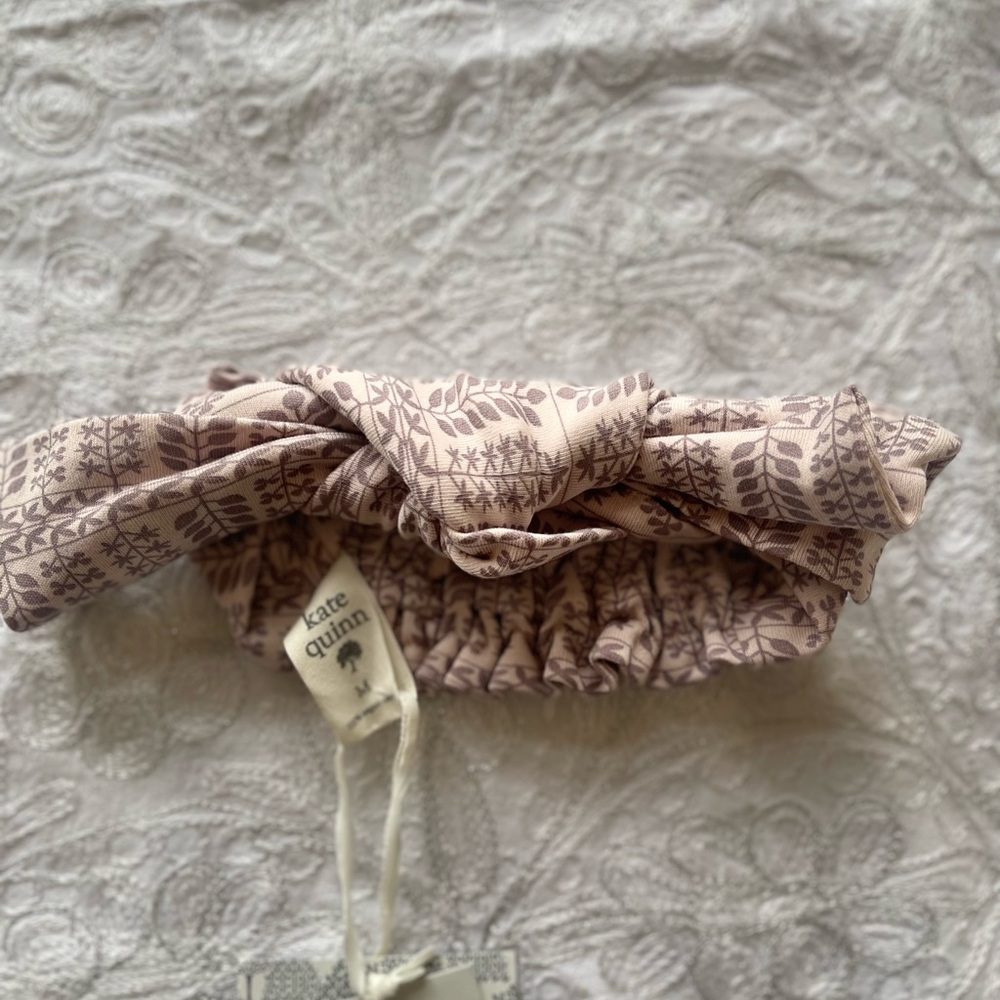 NWT Kate Quinn Lavender Floral Print Elastic Organic Cotton Headband - Sz M